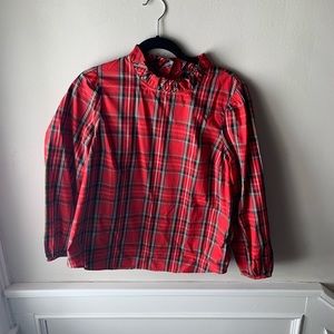 J Crew Ruffleneck- Red Stewart Tartan- M